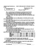 Đề thi tuyển chọn đội tuyển HSG tỉnh lớp 9 tỉnh năm học 2015  2016 môn Địa lí